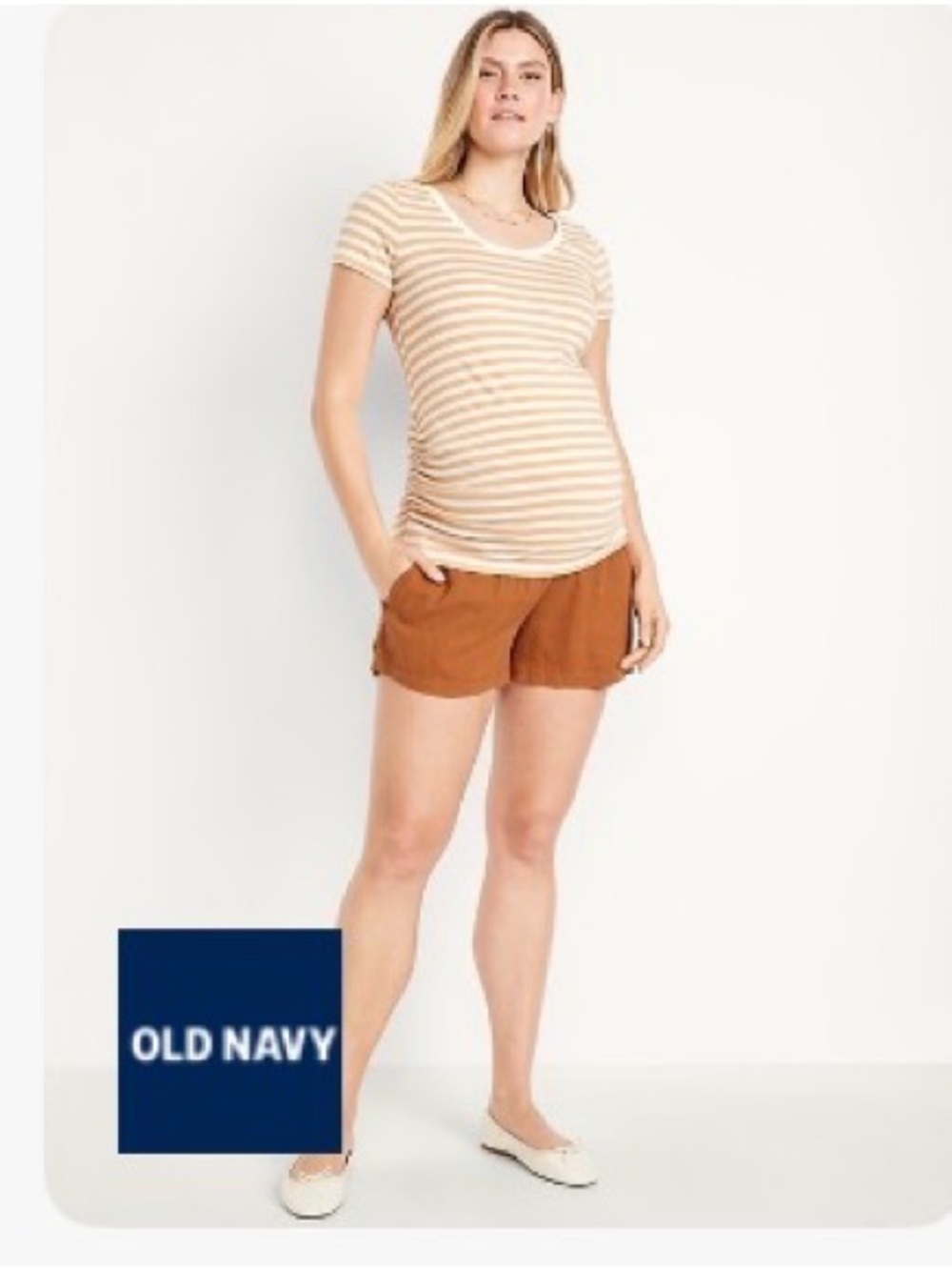 Rust Maternity Linen Shorts